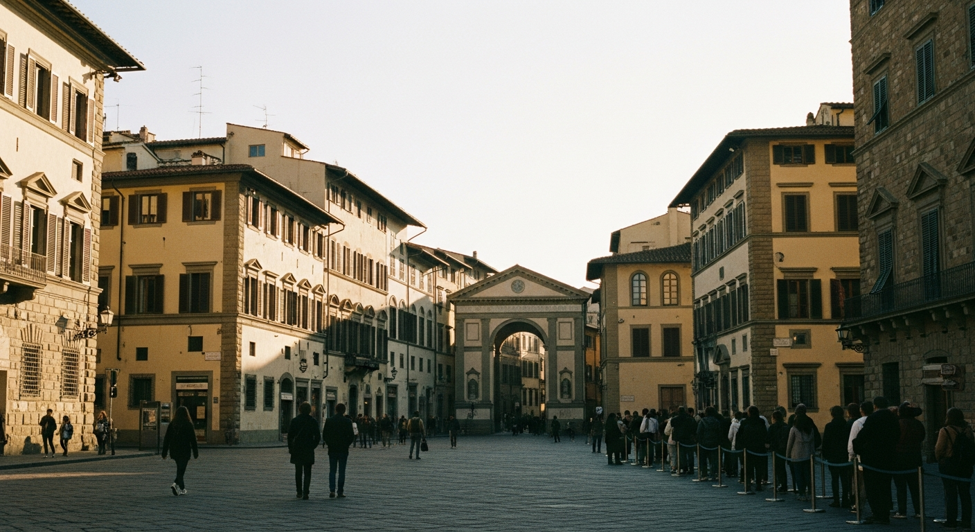 Piazza San Marco morning light with the Accademia queue in the background